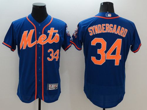 Mets #34 Noah Syndergaard Blue Flexbase Authentic Collection Stitched MLB Jersey - Click Image to Close
